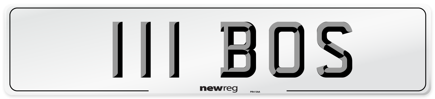 111 BOS Number Plate from New Reg